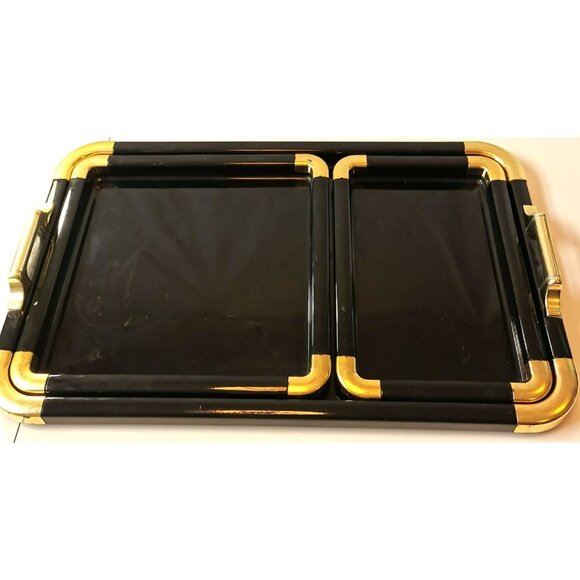 Serving Trays Nesting trio from the 1970s Hollywood Regency Style Made in Japan - Picture 7 of 10